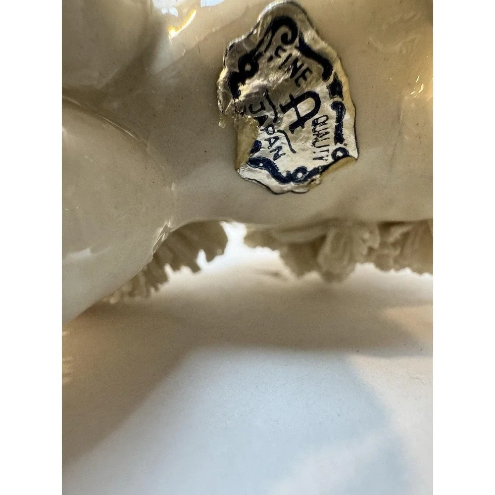 Vintage MCM Saghetti Poodle Dog Family Figurine Set with Chain Leash, Japan‎